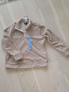 NWT Eddie Bauer Tan Sherpa Pullover. Large Super Soft